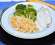 Frango ao Gorgonzola, Arroz Integral com Milho e Brócolis - Imagem 2